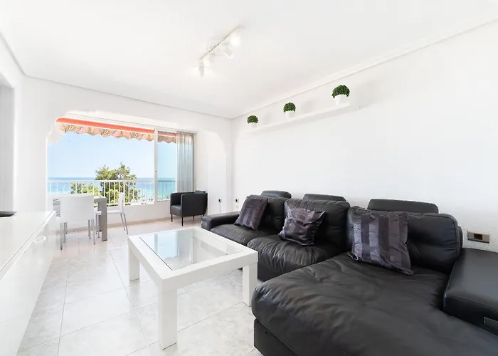 Luxury Primerisima Linea Playa Poniente Con 6,5 Mts De Vistas Frontales Al Mar Y Parking Lägenhet *